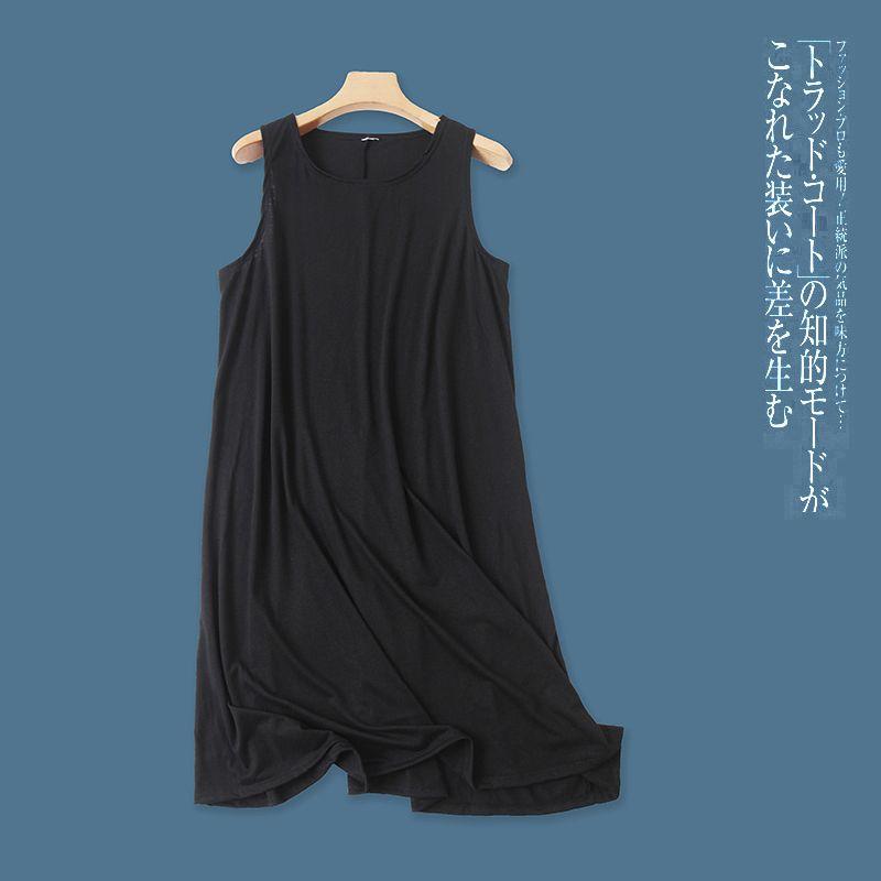 

Rayon Export Fashion round Neck Pullover Stretch Vest Dress Black B- 11-3-2 uk6