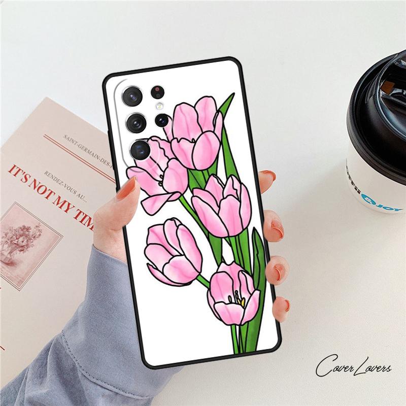 Tulip Flower Phone Case For Samsung Galaxy S24 S25 S23 S22 Ultra Note 10 20 Plus S20 S21 FE Cover