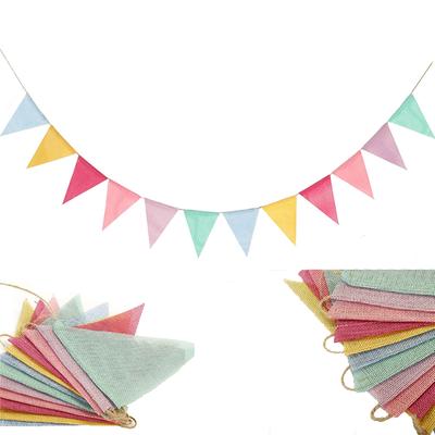 4M farbiges Jute-Leinen-Banner, Wimpel, Geburtstags-Wimpelkette, Wandbehang, Hochzeit, Hängebanner, Party-Girlande, Heimdekoration