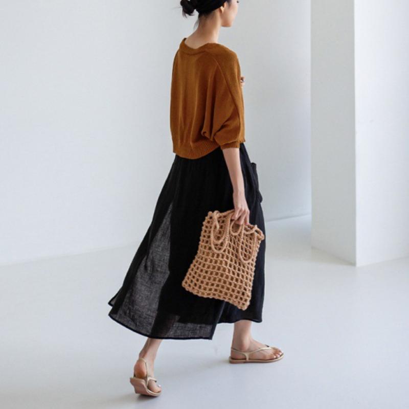 

Льняные брюки-кюлоты с разрезом, женские, весна-лето, свободные повседневные брюки с девятью концами, имитация двухкомпонентной юбки-брюк из хлопка и льна с широкими штанинами one size чёрный