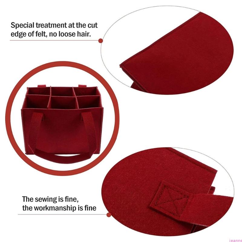 

Elegant Felt Wine Bottle Carriers Bag 6 Bottle Bag With Secure Inner Dividers And Comfortable Handle For Safe Transport CN