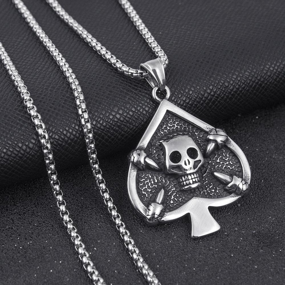 

Necklace Retro Hip-hop Style Peach Heart Ghost Head Men s Skull Pendant 50CM(Necklace Size) срібний