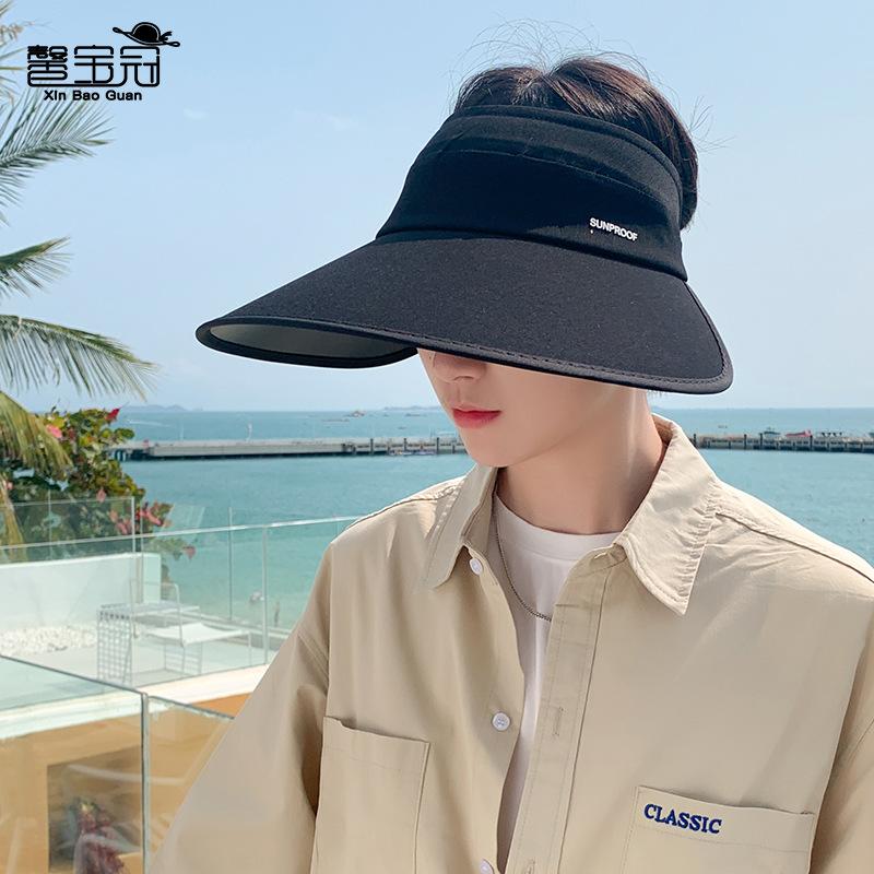 8438 Summer Vinyl Eaves Sunshade Sunscreen Hat Men's Outdoor Sports Face Cover Foldable Empty Top Sun Hat
