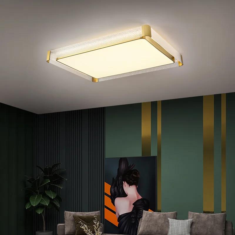 Nordic Modern Luxury All Copper Led Ceiling Lamps Bedroom Living Room Glass Ceiling Lights Room Decoration Round Ceiling Lamps