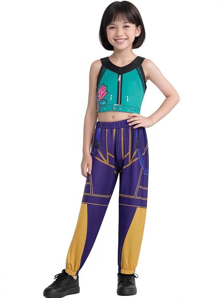 Anime KPop Demon Hunters Mira Zoey Rumi Cosplay Costume For Children Huntrix Uniform Full Set Top Pants Halloween Carnival Prop
