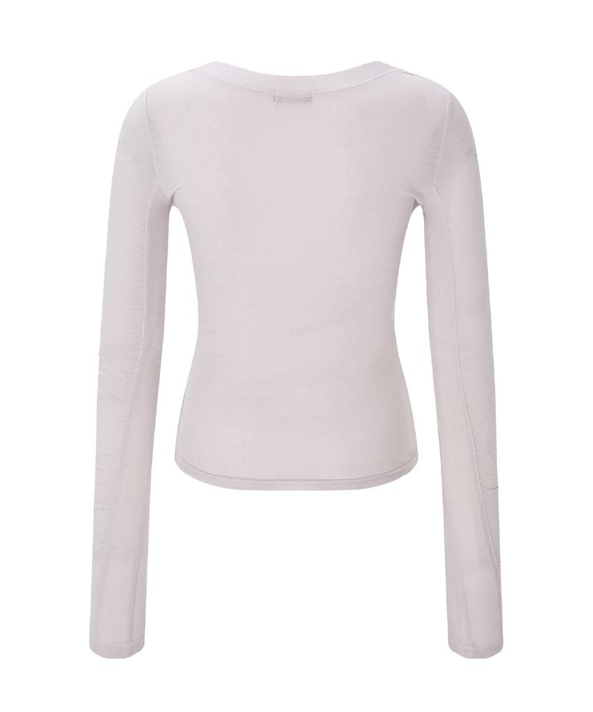 Peullijeunopallou Valerie Shirring Button Long Sleeve Top (Pale Pink)