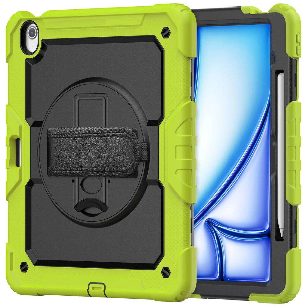 For iPad (A16) 11th Air 11 Air 13 M3 () - Heavy Duty Protective Cover with Screen Protector, Shoulder Strap & Pencil Holder