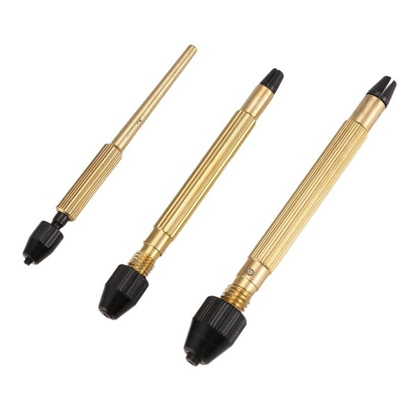 A95D-3Pcs Copper Professional Watch Clock Jewelry Repair Tool Pin Vise Chuck File Bur Drill Bit Wire Holder жёлтый