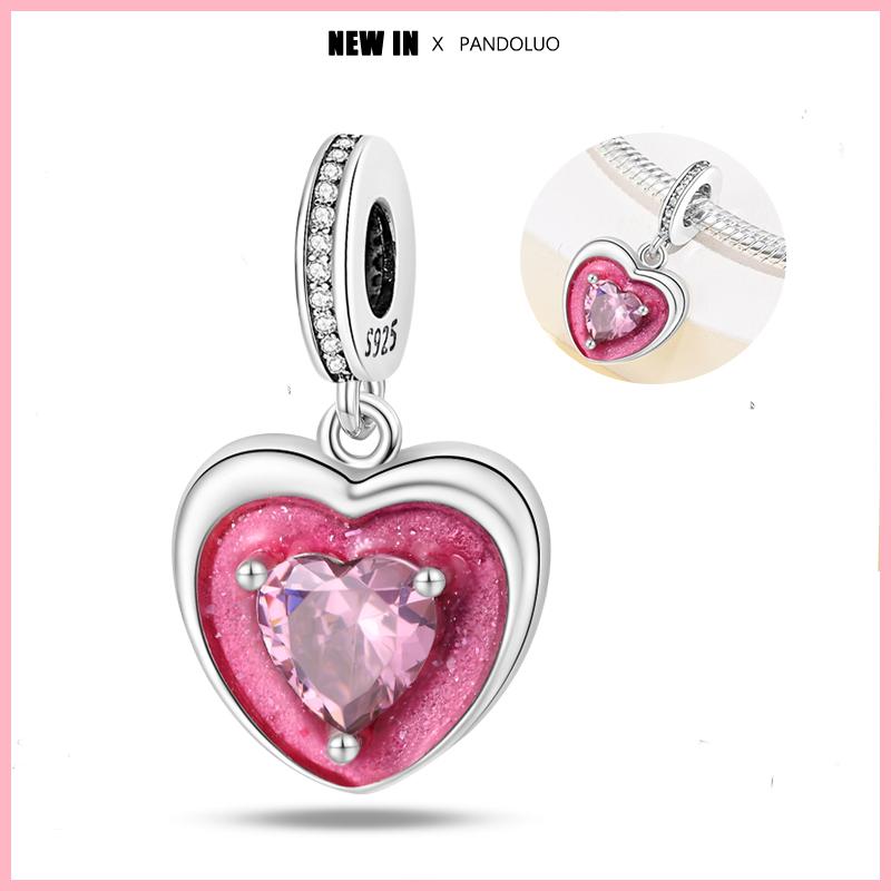 Copper Fashion Pink Princes Skirt Bag Lipstick Heart-Shaped Charm Bead Fit Original 3Mm Woman Bracelet Jewelry Gift