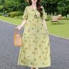 Elegantes Sommerkleid für Damen, Vintage-Kleidung, Übergröße, lässig, kurzärmelig, lange Kleider