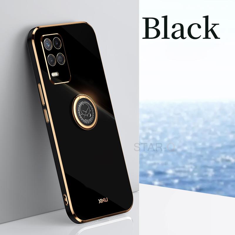 Luxury Plating Gold Frame Phone Case On For Oppo Realme 8 Pro 4g Realme8 8pro Soft Silicone Tpu Back Cover