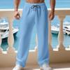 Mens Waffle Knit Straight Leg Drawstring Casual Pants