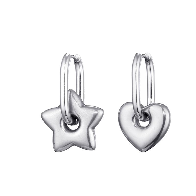 Classic Stainless Steel Heart Star Hoop Earrings For Women Punk Hip Hop Gold Silver Color Y2K Jewelry Female Earrings Oorbellen