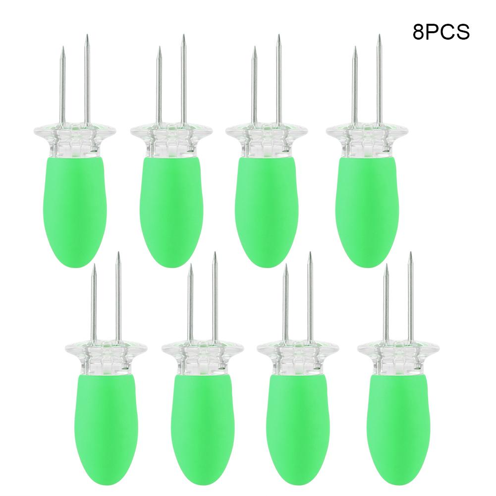 

4 комплекта (8шт) Набор вилок для кукурузы из нержавеющей стали для барбекю 8pcs Green