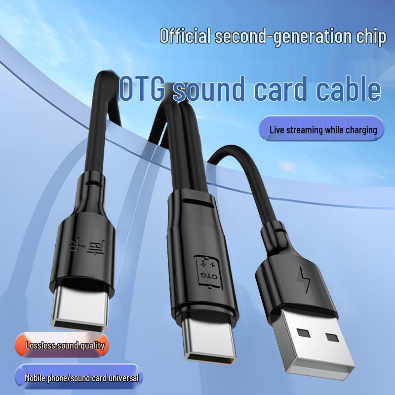 OTG Adapter Cable: Type-C to USB Live Sound Card with Dual C Charging