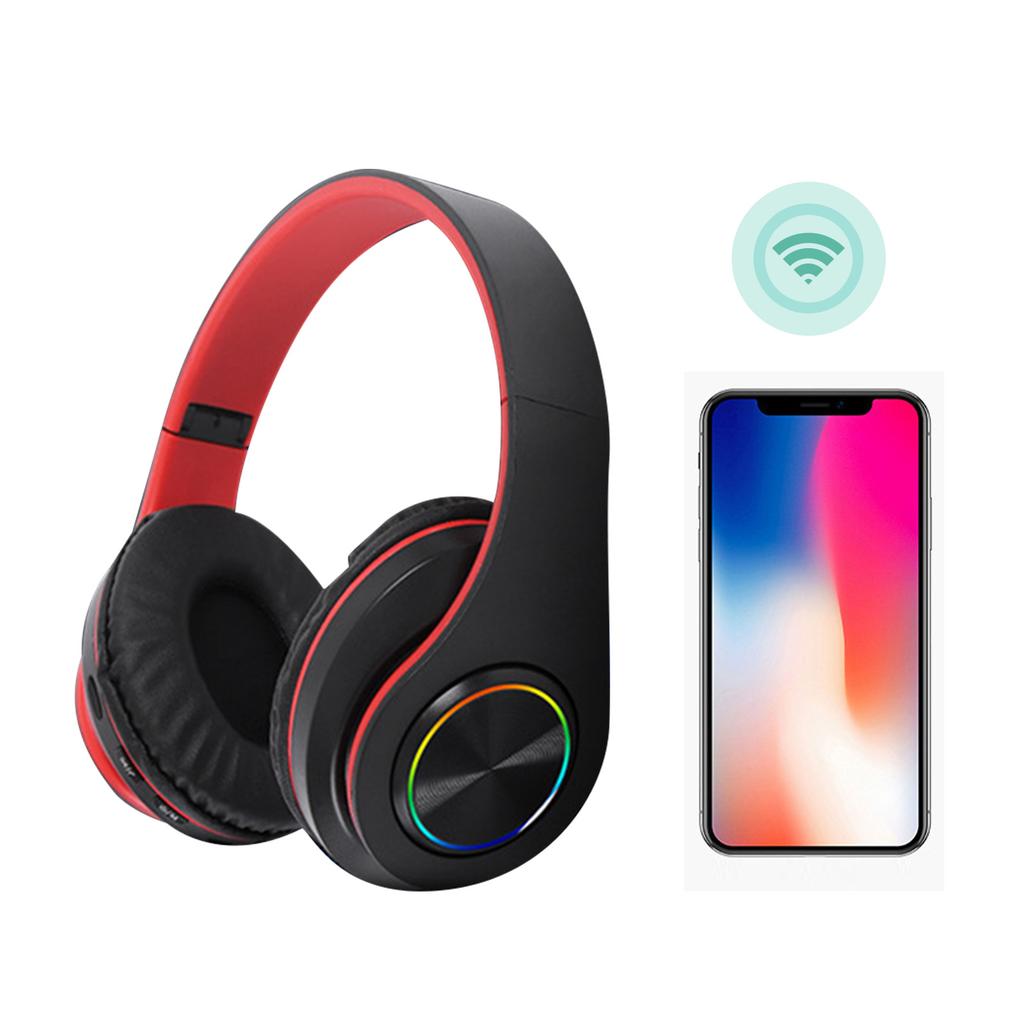 Headset with RGB Light Bass Noise Reduction Comfortable Waterproof Foldable Wireless Gaming Headset