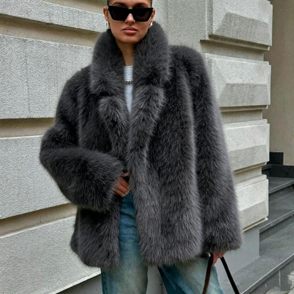 Autumn and winter medium and long artificial fur suit collar environmentally friendly fur fur coat fox fur women's coat