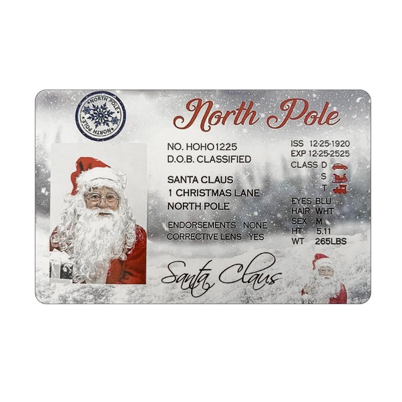 Santa Drivers License Artistic Useful Christmas Utenciles Christmas Gifts Simple And Stylish Durable Christmas Decorations