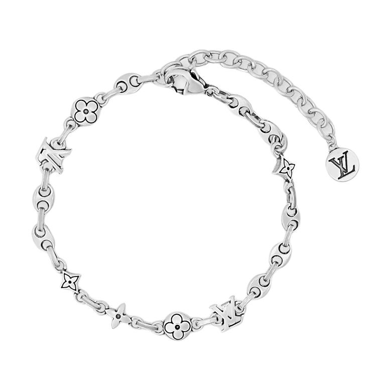 

Louis Vuitton Classic Floral And Brand Logo Pattern Sterling Silver Bracelet Men Bracelet M03747 Basic Packaging-Dust Bag+Box