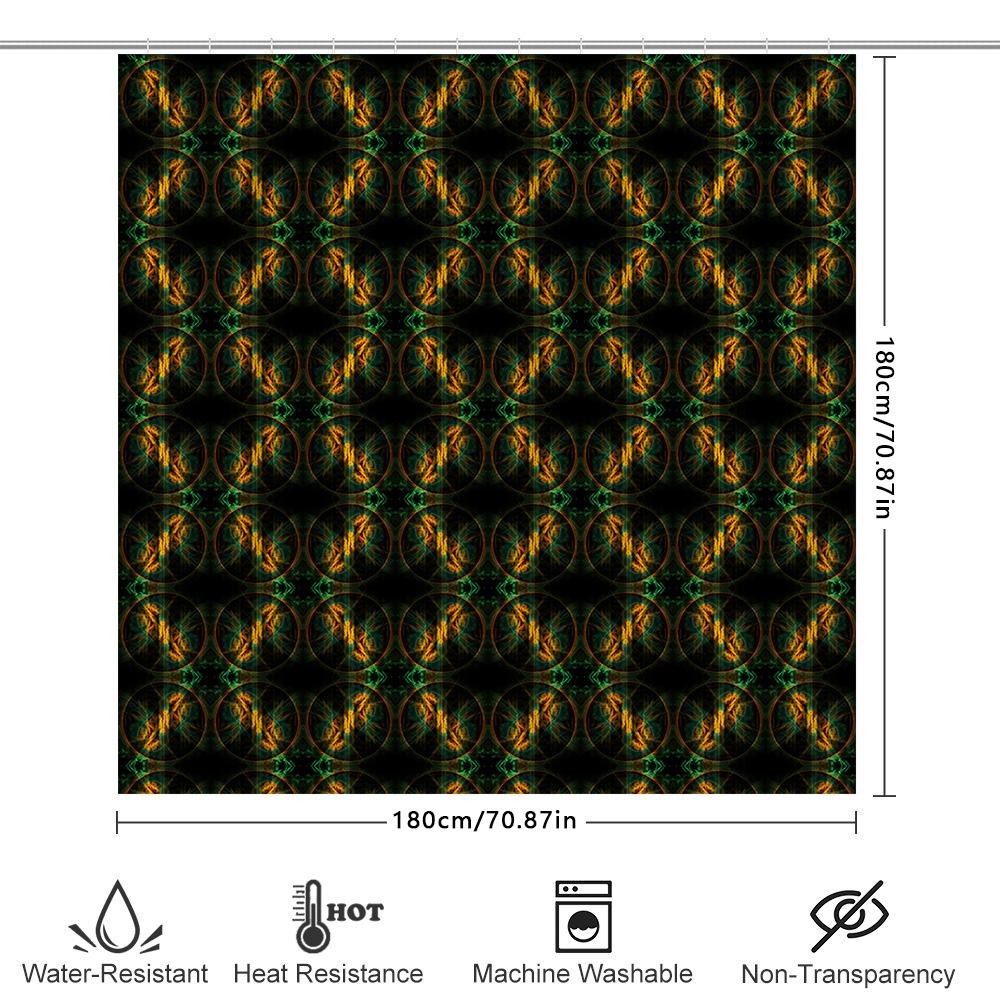 Vibrant Boho Floral Shower Curtain Waterproof Fabric Print Decorative Bathroom Liner For Home Use Green Orange Abstract Design