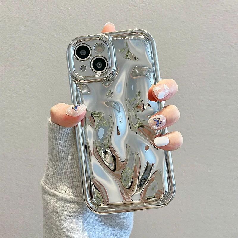 Luxury Glossy Laser Meteorite Texture Plating Case For iPhone 11 12 13 14 15 16 Pro Max XS XR 7 8 Plus  Fashion Shockproof Cover