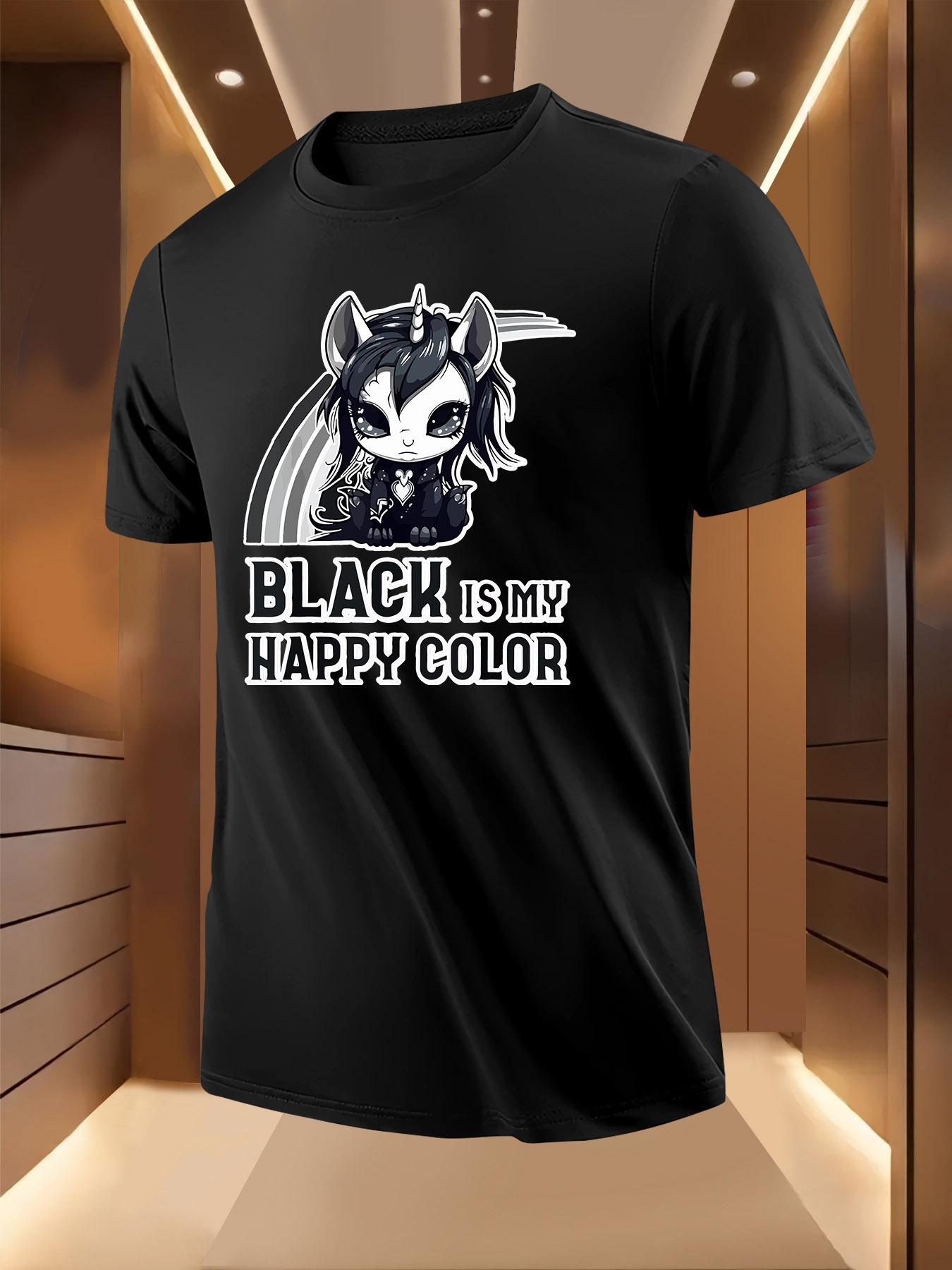 Light Yellow Tshirt - Bold BLACK IS MY HAPPY COLOR Grap... XXXXL
