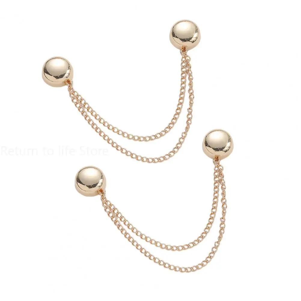 Multi-Function Magnetic Clothing Clip with Chain Metal Buttons Clip Clothes Scarf Trouser Legs Cuff Fixing Magnet Pin
