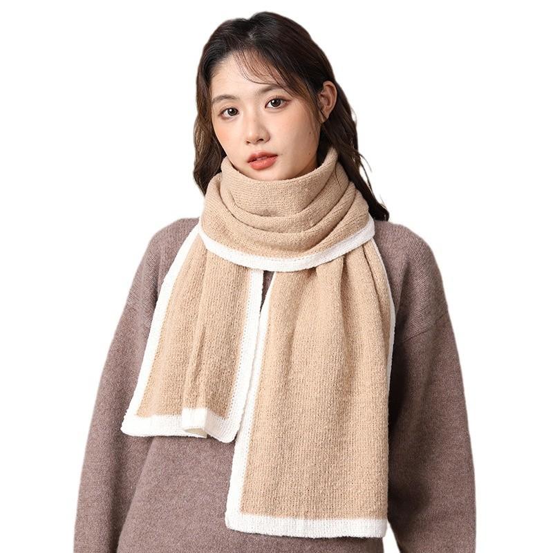 New Red Birthday Christmas Gift for Girls Scarf for Girls Winter Thickened Warm High-end Solid Color Student Scarf