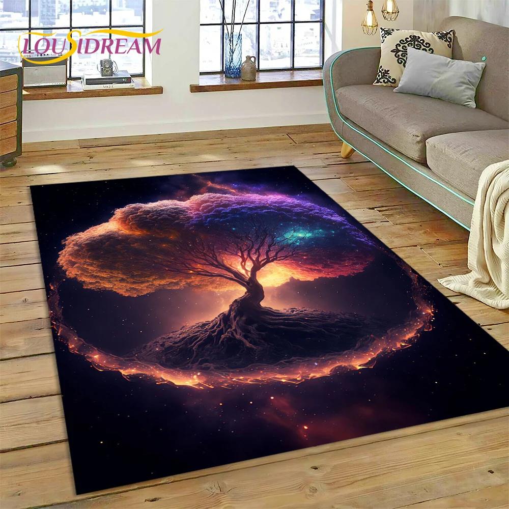 Nordic Mythology Yggdrasil Nature Tree of Life Carpet Rug for Home Living Room Bedroom Sofa Doormat Decor,kid Non-slip Floor Mat