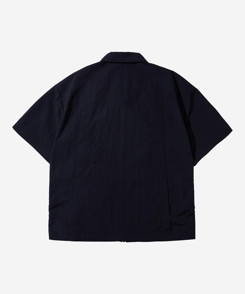 Kallapataleu Nylon Taslan Offset Zip Pocket Half Shirts - Black