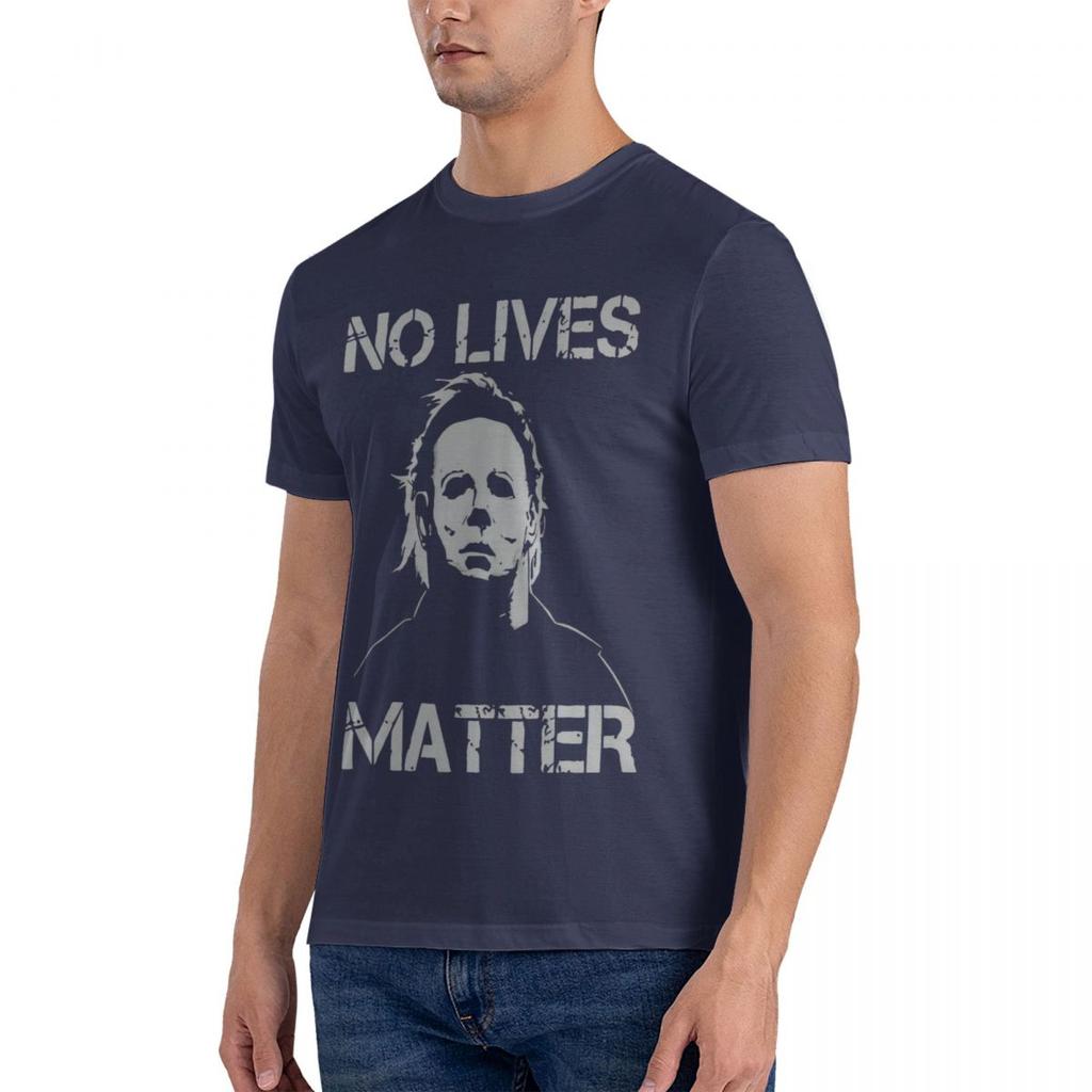 T Shirt No Lives Matter Michael Myers Horror Oversize T-shirts Man Vintage Funny For Men Top Y2k Man Short Sleeve T-shirt