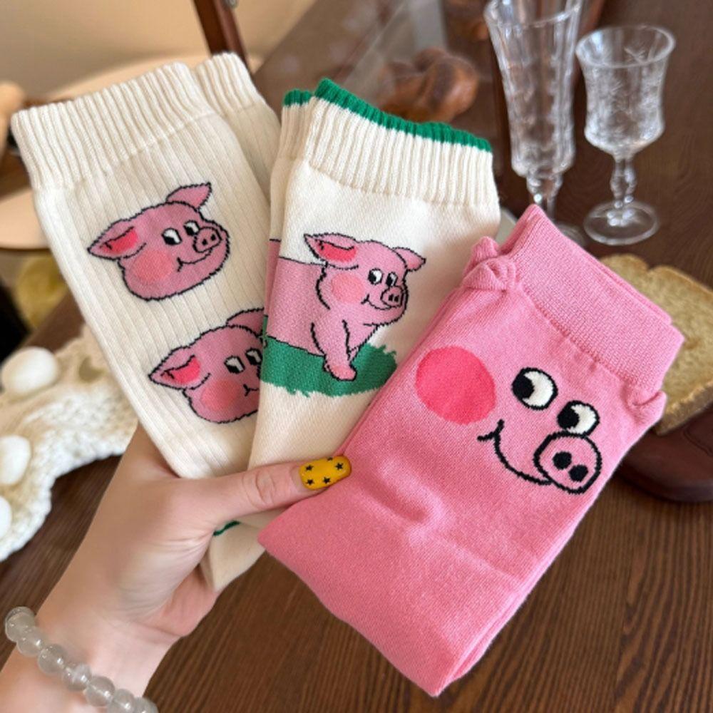 Cotton Funny Socks Harajuku Street Mid Tube Socks New Cartoon Pig Socks