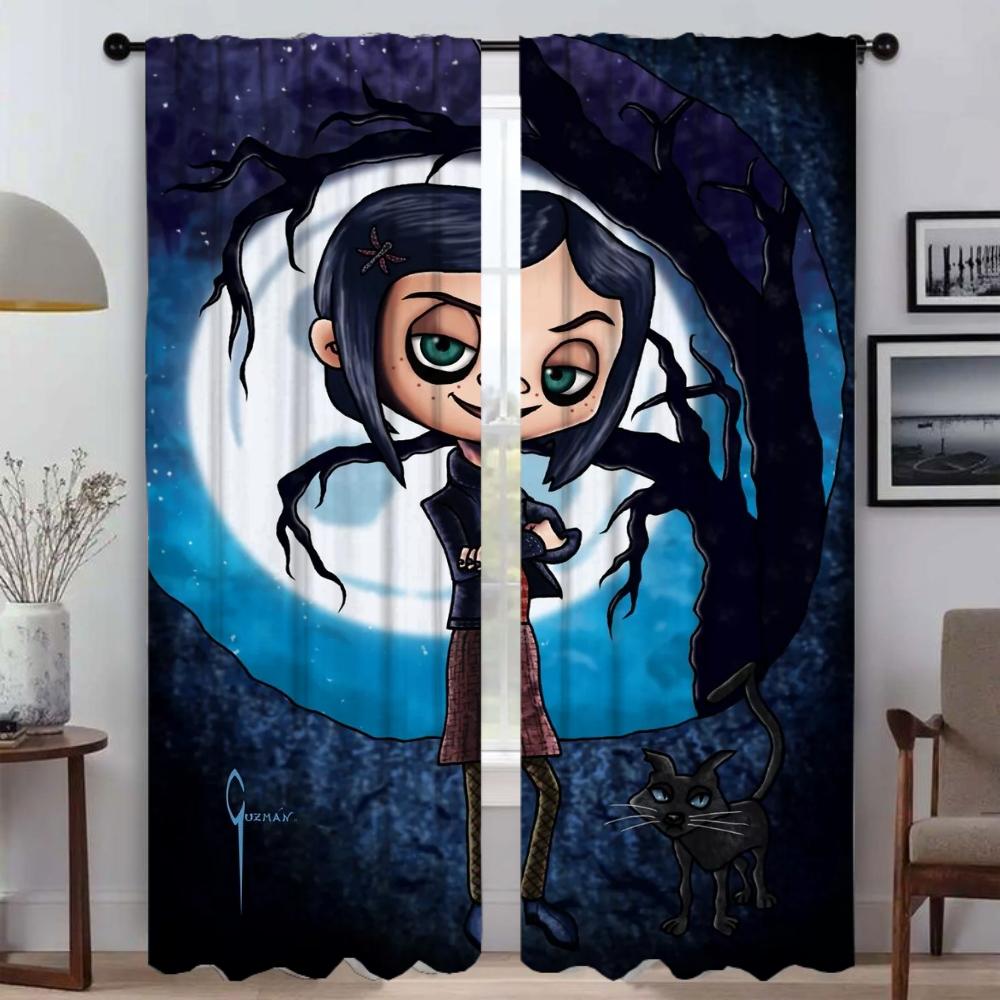 Partition Coralines Blackout Curtain for Room 2 Panel Anti-mosquito Curtains for Camera Shades Halloween Decoration Living Child