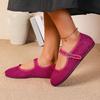 Fashion Elegant Suede Mary Jane Flats Shoes Women Black Buckle Strap Shallow Casual Ballet Shoes Ladies Spring Autumn Canvas Loafers