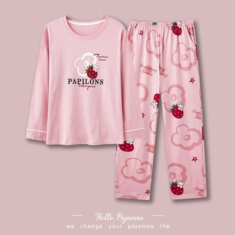 

Женские пижамы из чистого хлопка с длинными рукавами и рисунком, новый стиль 2023 года