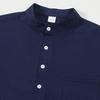 Men's New Solid Color Casual Cotton And Linen Standing Collar Long Sleeved Shirt