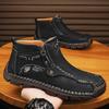 Men's Martin Boots Autumn and Winter Large Size Men's Short Boots Casual Fashion Hand Sewn Fleece Tooling Boots