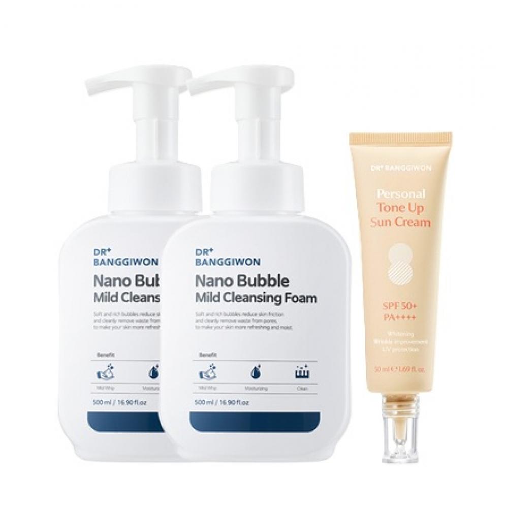 

Dr.banggiwon Nano Bubble Mild Cleansing Foam 500ml X 2ea+ Tone Up Sun Cream 50ml 1ea Beige FREE