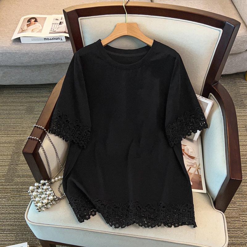 

Plus Size Women s Loose Round Neck Mid-Length T-shirt (Bust 150/160, 200-350 jin) 7XL