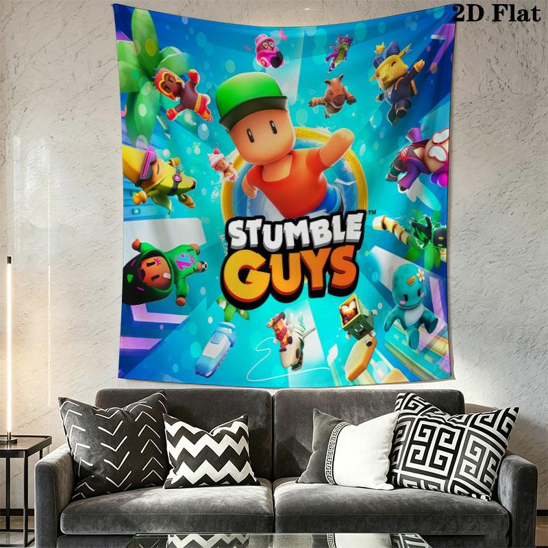 Stumble Guys Sprint Telo da Parete Stampato Coperta in Tessuto Arazzi Decorativi per Camera da Letto Soggiorno Arredamento per la Casa
