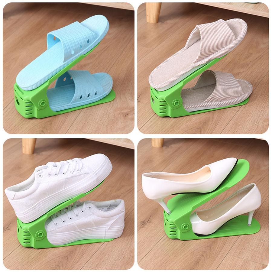 Plastic Shoe Rack with Adjustable Height, 4-speed Thick Double-layer Shoe Support, Integrated Shoe Storage Rack, Shoe Cabinet