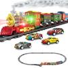Children'S Electric Sound And Light Steam Transparent 7-Color Wheel Track Train Diy Assembly Track Ejection Car Toy