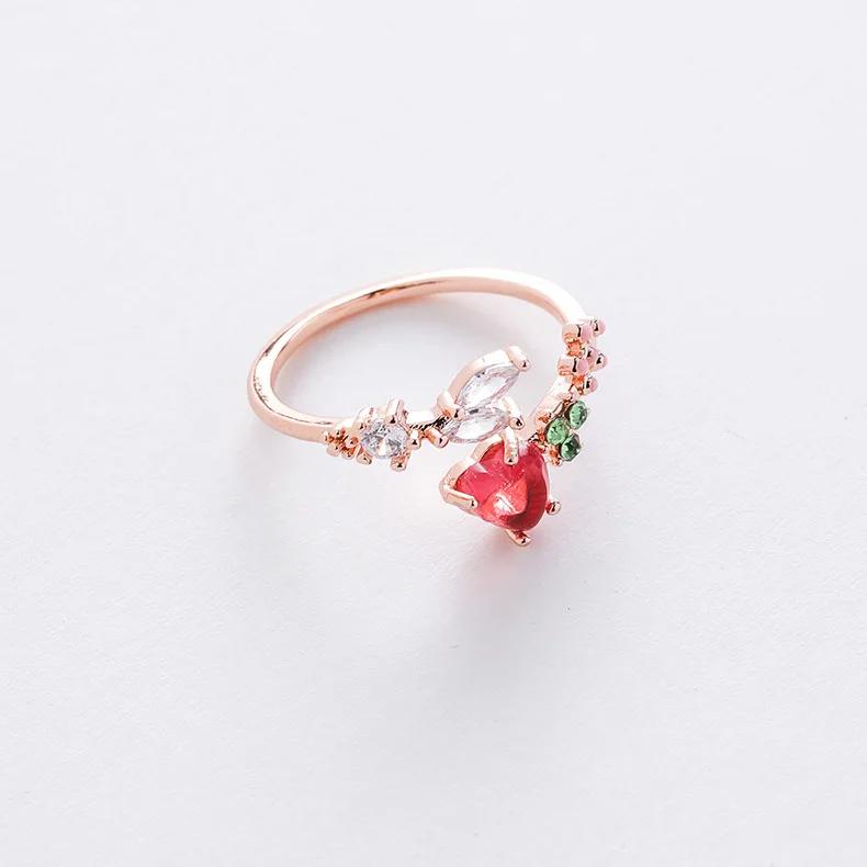 Korean New Exquisite Crystal Temperament Ring Sweet French Elegant Flower Opening Ring Female Jewelry