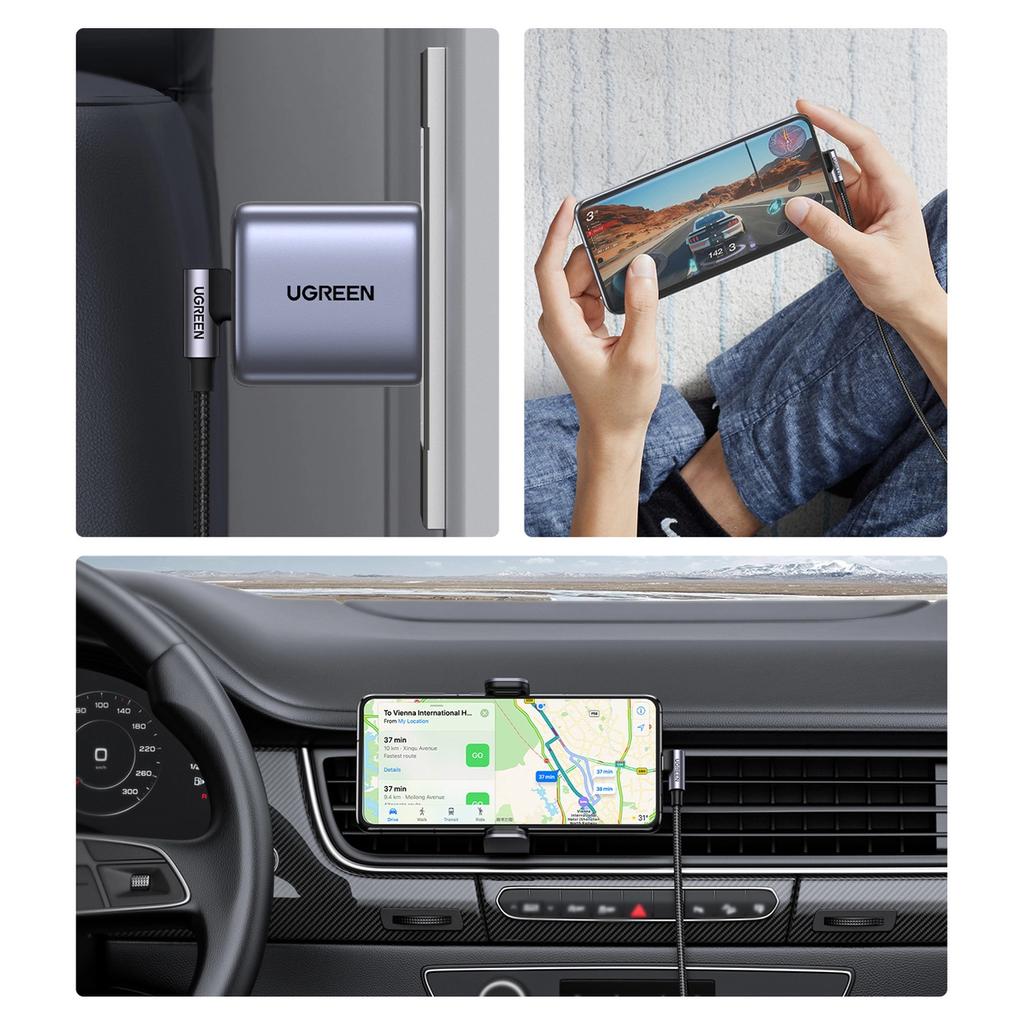 Ugreen Fast Cable Durable Angled Usb-C To Usb-C 0.5M Black