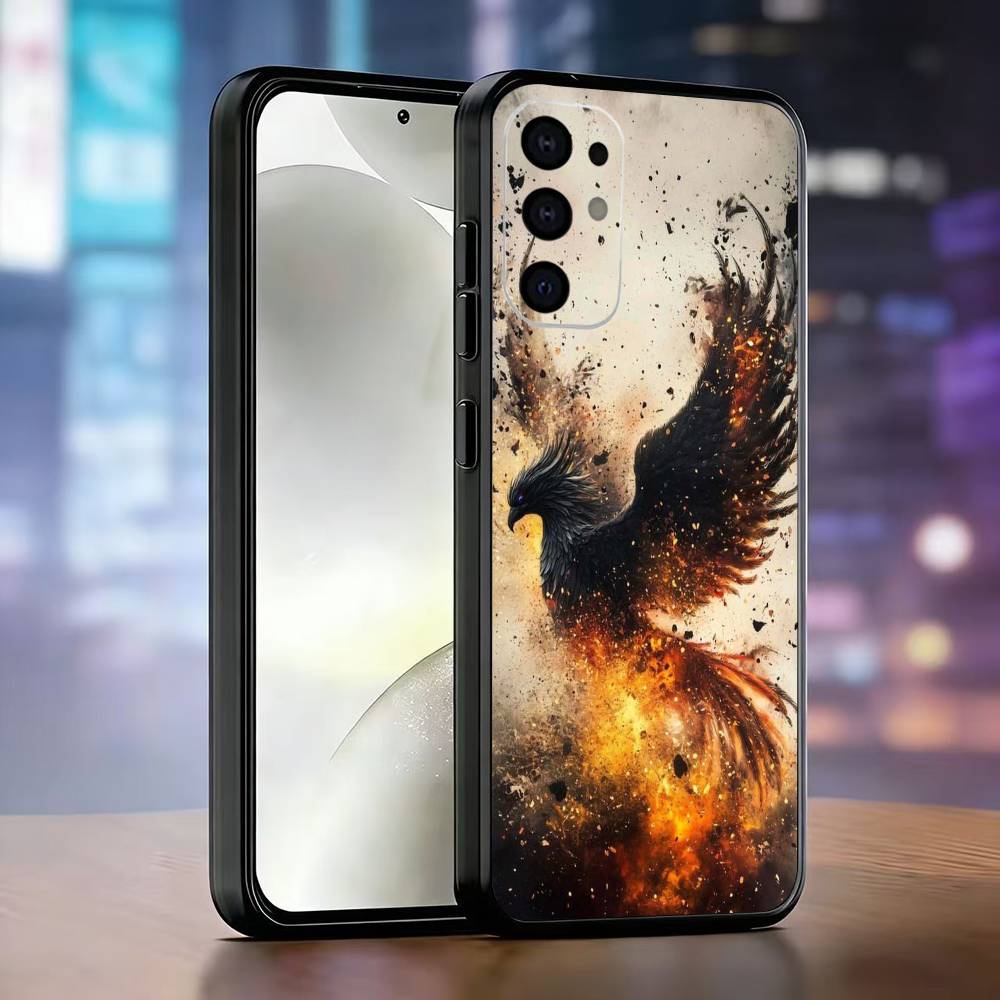 

Cool P-Phoenix Phone Case Black Silicone Soft For Samsung S25,S24,S21,S22,S23,S30,Ultra,S20,Plus,Fe,Lite Samsung S24