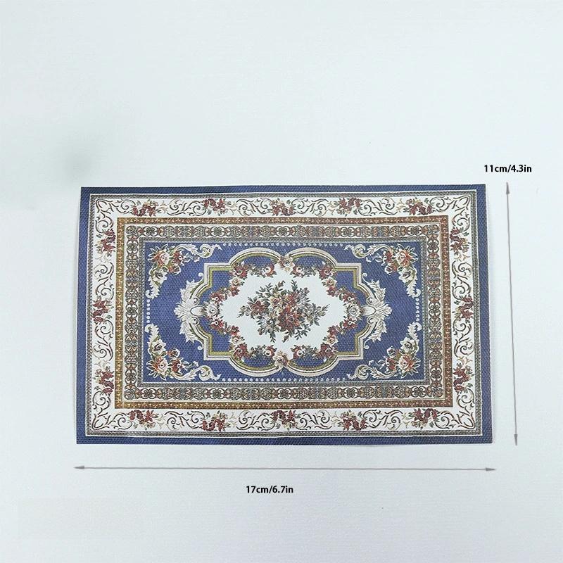 

1/4Pcs 1:12 Dollhouse Miniature Antique Style Carpet Home Furniture Decor Toy Mini Retro Floor Mat Doll House Accessories C