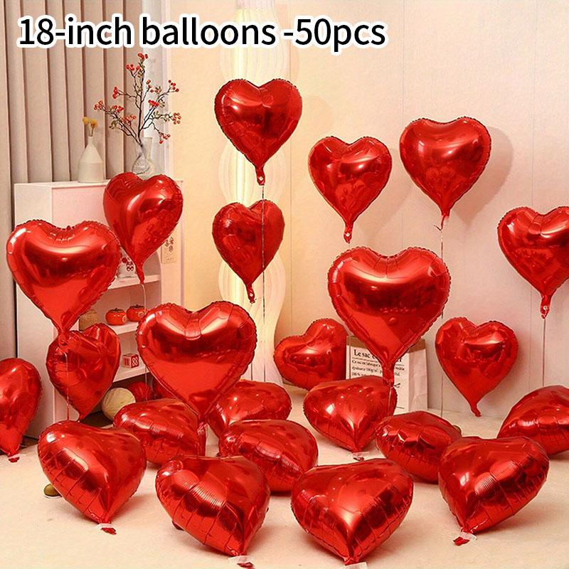 50pcs 5/10/18/32inch Aluminizer Red Heart Balloons Valentine's Day Romantic Atmosphere Scene Decor Wedding Birthday Background