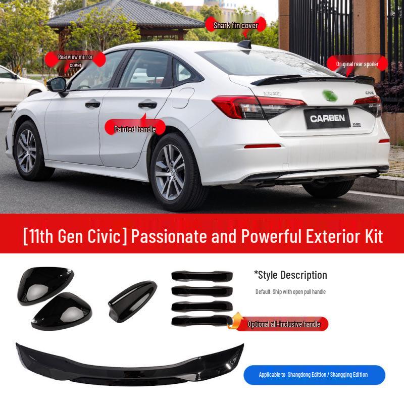 Eleventh Gen Civic Modified Rear Spoiler - Night Black High-End Warrior Edition