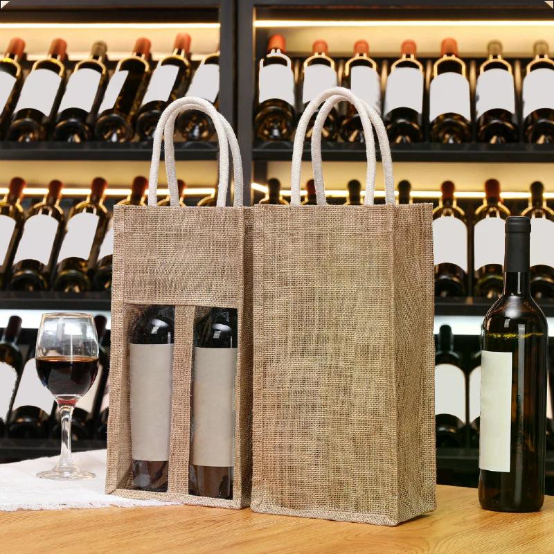 Red Wine Handbag Wine Gift Box With Window And Handle Single/ Double Bottle Champagne Package Bags Wedding Favors For Guests