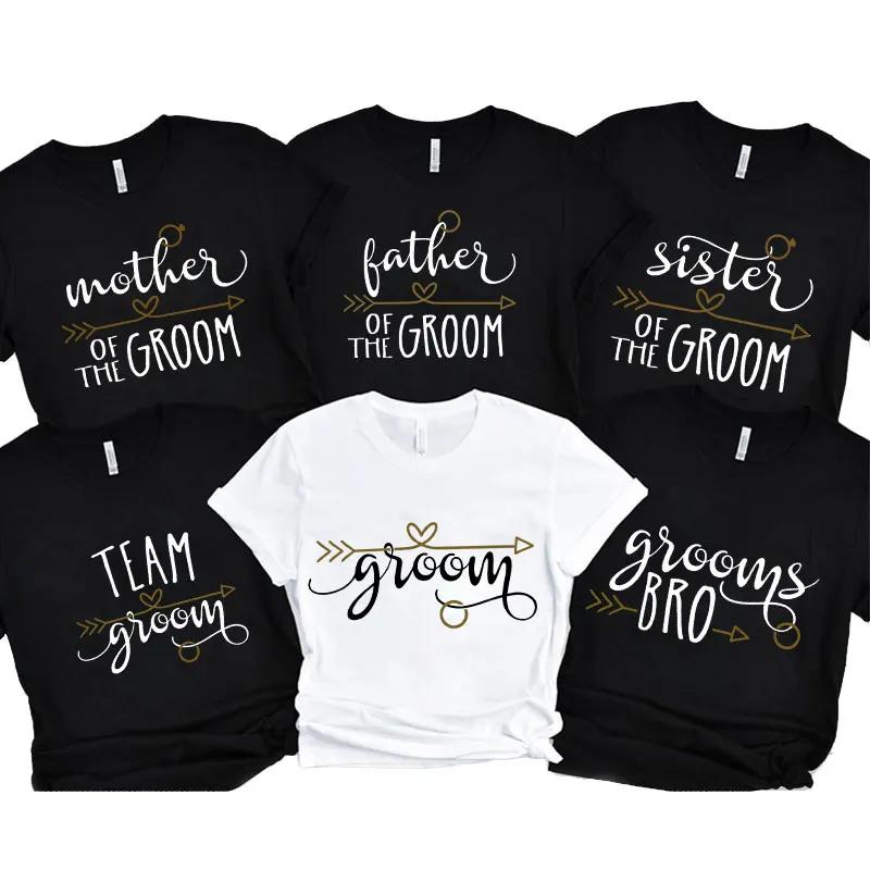 Team Groom T-shirt Father Mother of The Groom Wedding Party Tshirt Family Set Matching Clothes Bachelor Tees Groomsman Y2k Tops